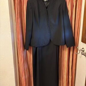 Elegant Navy beaded  Jacket and Dress Set